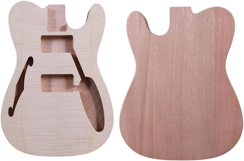 ModouString Store Mahogany guitar body with Flamed Maple Top, Unfinished Guitar Parts With F Hole Premium Blank Body for Custom Luthier Builds - Image 1